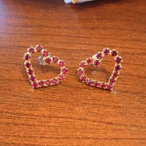 5/20 Heart-Shaped Gold and Pink Earrings